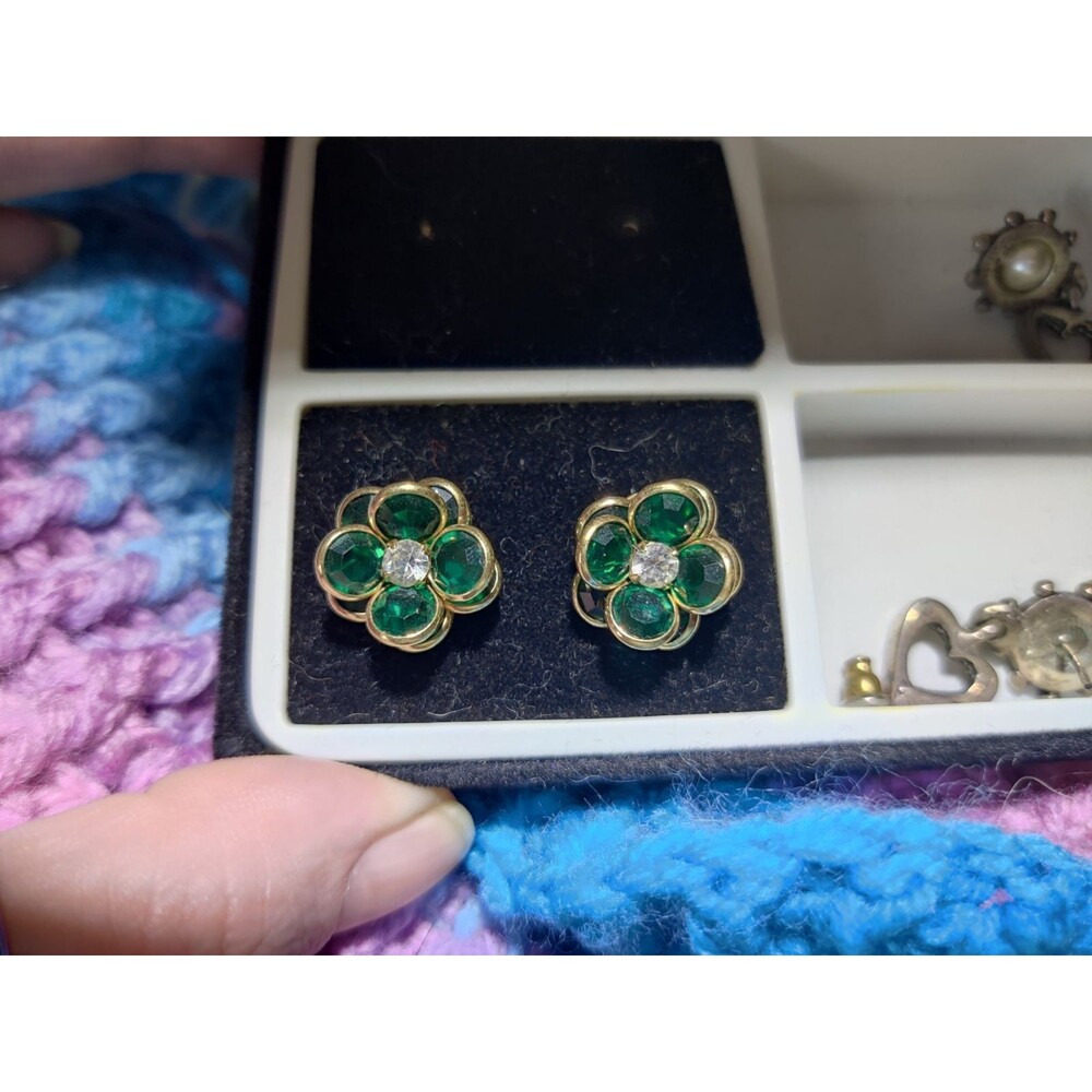 Green Crystal Pedal Earrings